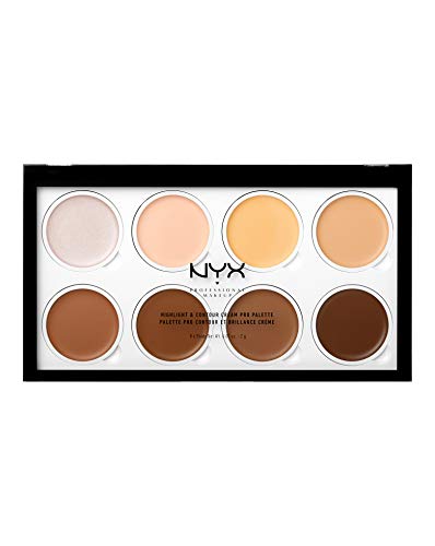 NYX Professional Makeup Paleta de contouring Highlight & Contour Cream Pro Palette, Kit de contouring de 8 sombras de textura cremosa