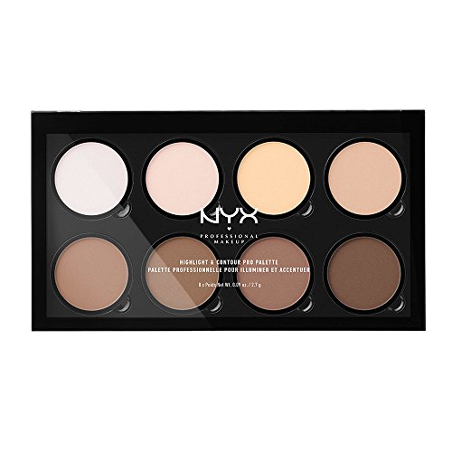 NYX Professional Makeup Paleta de contouring Highlight & Contour Pro Palette, Kit de contouring en polvo, 8 tonos de acabado mate y brillante
