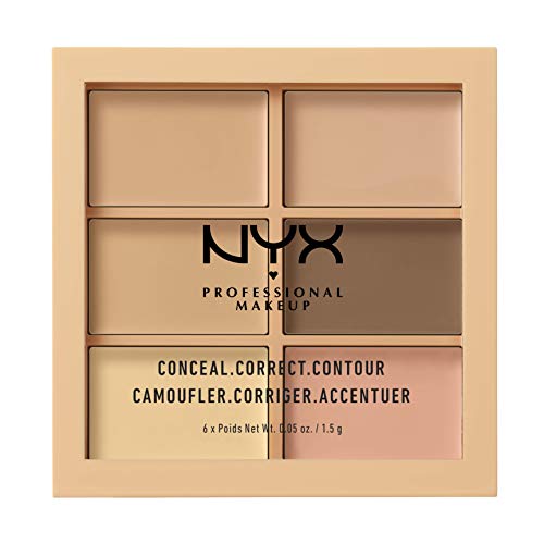 NYX Professional Makeup Paleta de correctores y contouring Conceal, Correct, Contour Palette, 6 sombras, Textura cremosa, Tono: Light