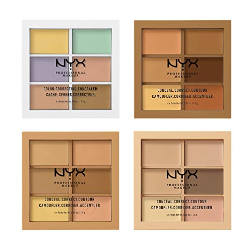 NYX Professional Makeup Paleta de correctores y contouring Conceal, Correct, Contour Palette, 6 sombras, Textura cremosa, Tono: Light