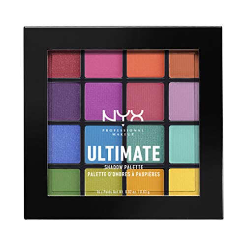 NYX Professional Makeup Paleta de Sombra de Ojos Ultimate Shadow Palette, Pigmentos Compactos, 16 Sombras, Acabados Mate, Satinados y Metalizados