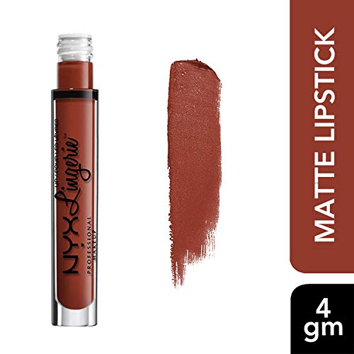 NYX PROFESSIONAL MAKEUP Pintalabios Lip Lingerie Liquid Lipstick, Acabado Cremoso y Mate, Larga Duración - Tono Exotic (800897848392)
