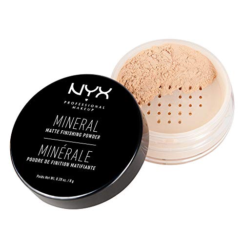NYX Professional Makeup Polvos Fijadores Sueltos Mineral Finishing Powder, Acabado Mate sin Brillos, Fórmula vegana, Tono: Light/Medium