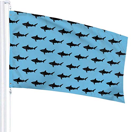 Oaqueen Banderas, Seasonal Blue Shark Garden Flag, Family Party Flag - 3 X 5 Ft