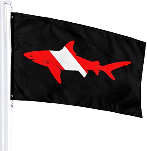 Oaqueen Banderas, Shark Diver Scuba Home Garden Yard Flags 3 X 5 Feet Pennants Indoor Outdoor Fall Flags Wall Banners Decoration