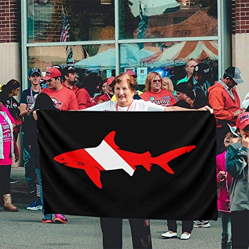 Oaqueen Banderas, Shark Diver Scuba Home Garden Yard Flags 3 X 5 Feet Pennants Indoor Outdoor Fall Flags Wall Banners Decoration