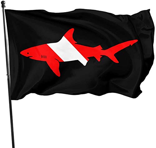 Oaqueen Banderas, Shark Diver Scuba Home Garden Yard Flags 3 X 5 Feet Pennants Indoor Outdoor Fall Flags Wall Banners Decoration