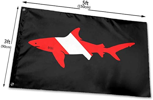 Oaqueen Banderas, Shark Diver Scuba Home Garden Yard Flags 3 X 5 Feet Pennants Indoor Outdoor Fall Flags Wall Banners Decoration