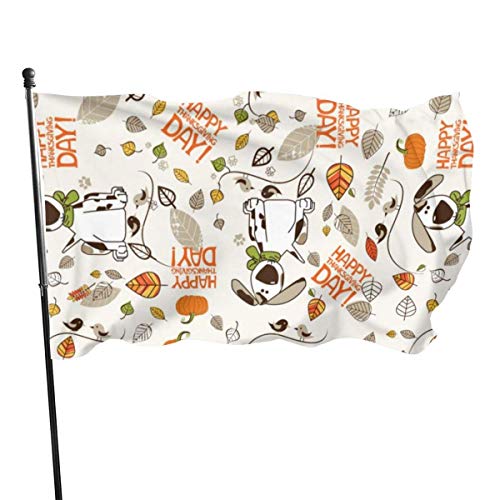 Oaqueen Happy Thanksgiving Day Spotted Dog Garden Flag Yard Home Outdoor Decor Banner 3x5 Pies