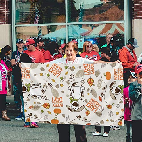 Oaqueen Happy Thanksgiving Day Spotted Dog Garden Flag Yard Home Outdoor Decor Banner 3x5 Pies