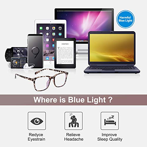 Occffy Gafas para Ordenador Anti luz Azul Antifatiga Sin Graduacion Gafas Luz Azul para PC, Gaming, Tablet, Lectura, Video Juegos Lentes Transparente Hombre Mujer Oc092 (Leopardo)