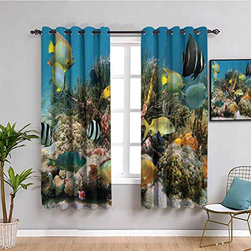 Ocean Decor Collection - Cortina aislante para oscurecimiento de habitaciones (150 x 150 cm), color azul