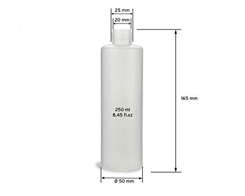 Octopus 10 Botellas de plástico 250 ml, Botellas de plástico de HDPE con Tapones abatibles Blanco, Botellas vacías con Tapa abatible Blanco, Botellas Redondas con 10 Etiquetas para marcar