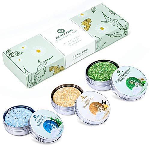 OCYCLONE Champú Sólido 3 PACK, Gengibre, Algas marinas y Menta Manzanilla, Barra de Champú y Acondicionador Crecimiento del Cabello, Organico Vegan Champú Natural Solido para Hombres Mujer
