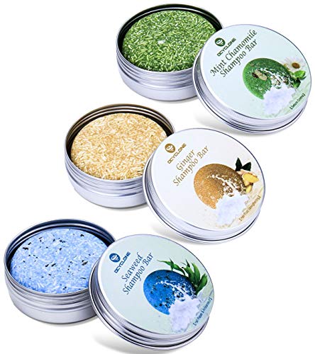 OCYCLONE Champú Sólido 3 PACK, Gengibre, Algas marinas y Menta Manzanilla, Barra de Champú y Acondicionador Crecimiento del Cabello, Organico Vegan Champú Natural Solido para Hombres Mujer