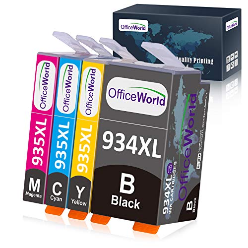 Officeworld 934XL 935XL Alta Capacidad Cartuchos de Tinta Reemplazo Para HP 934 935 Tinta Compatible con HP Officejet Pro 6230 6812 6815 6835 6820 6830 (1 Negro, 1 Cian, 1 Magenta, 1 Amarillo)