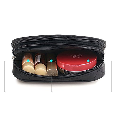 OFKPO Estuche para Maquillaje para Mujer, Organizador de Viaje con 2 Compartimentos, Funda de Viaje para Cosméticos Joyería/Labial/Cepillo de Sombra (Negro)