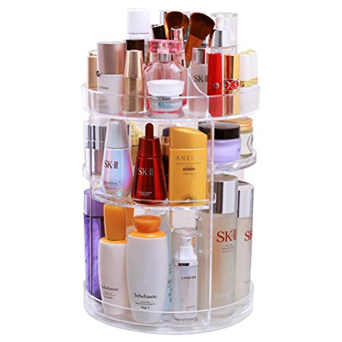OFNMY Organizador de Maquillaje Ajustable de 360 Grados Giratorio Ideal para Decorator Dormitorio, Sala de Estar, Baño, etc (Transparente)