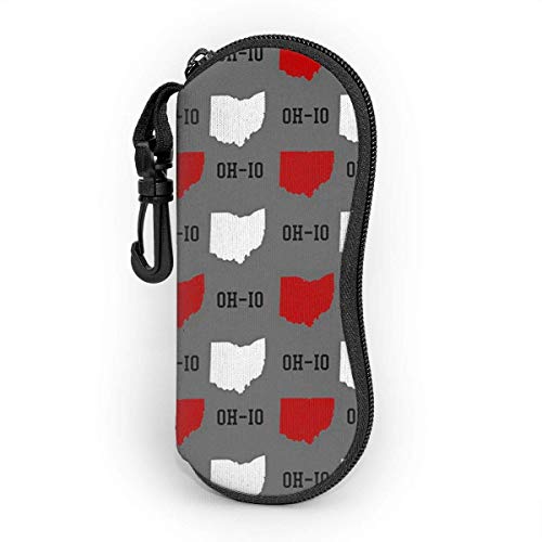 Oh-Io State Gray Unisex moda portátil gafas caso estudiante papelería caja almacenamiento cremallera con gancho 3.1 x 6.1 pulgadas