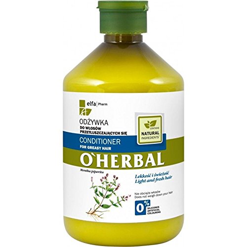 O'Herbal Acondicionador Cabello/Pelo Graso Natural Ecológico Sin Sulfatos Ni Siliconas Con Extracto De Menta O'Herbal 500Ml 500 ml