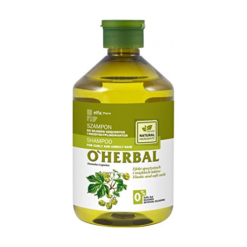 O'Herbal Champú Cabello elo Rizado Y Rebelde Hidratante Natural Ecológico Sin Sulfatos Ni Siliconas con Extracto De Lúpulo 500 ml (5901845500463)