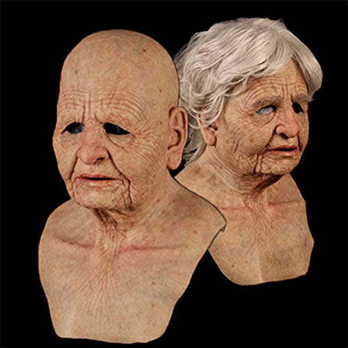 Ohwens Another Me-Delicate Old Woman Halloween Silicone Headgear Masquerade Party M-a-s-k for Women Men Cosplay Cover Halloween Festival Masquerade Party Cosplay