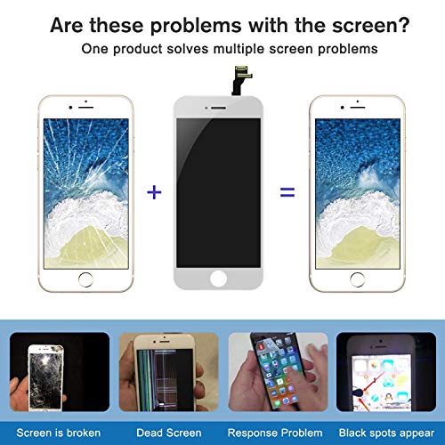 OKBICHI Pantalla LCD Táctil Reemplazo para iPhone 6 (4.7"), Protector de Pantalla, Cámara Frontal, Sensor de proximidad, Altavoz, ensamblaje de Marco digitalizador + Herramienta (Blanco)