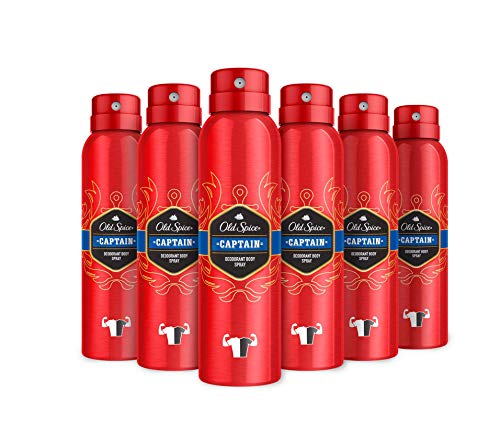 Old Spice Captain - Desodorante Spray, pack de 6 x 150 ml, total de 900