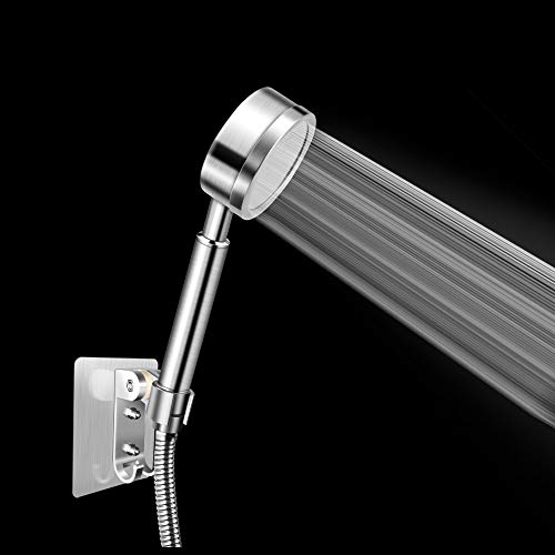 Olliwon Alcachofa de Ducha Alta Presión con 1.5M Manguera de Ducha & Soporte de Ducha Ajustable, Acero Inoxidable Cabezal de Ducha Ahorro de Agua Ducha de Mano