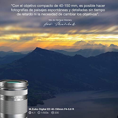 Olympus M.Zuiko - Objetivo Digital ED 40-150 mm F4-5.6 II, teleobjetivo, apto para todas las cámaras MFT (modelos Olympus OM-D & PEN, serie G de Panasonic), plata
