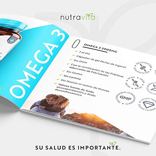 Omega 3 (2000 mg) - 660 mg de EPA y 440 mg de DHA - 240 Capsulas de Gel Suave de Aceite de Pescado Puro (Suministro para 4 meses) - Hecho en el Reino Unido por Nutravita