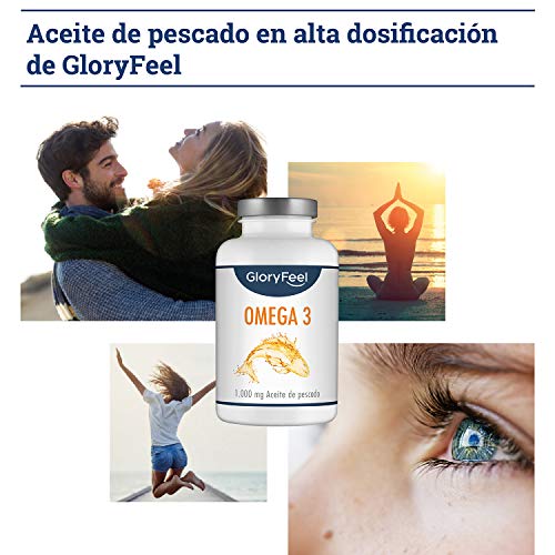 Omega 3 Aceite de Pescado - 400 Cápsulas de Alta Potencia (Suministro para 14 meses) - 1000mg por Cápsula - Con ácidos grasos Omega 3 EPA y DHA