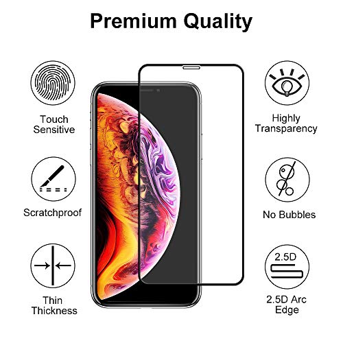 omitium Protector Pantalla para iPhone 11 Pro MAX, [3 Pack] Cristal Templado iPhone XS MAX Marco de Alineación Incluido [Cobertura Completa] Dureza 9H Vidrio Templado iPhone 11 Pro MAX - 6,5”, Negro