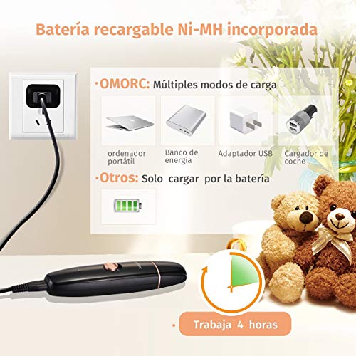 OMORC Lima de Uñas Eléctrica para Perros, 2 Ruedas de Molienda y 4 Puertos para Perros, Gatos. Amoladora del Clavo Recargable y Ultrasilenciosa para Recortar y Alisar Suavemente Uñas de Perros Gatos.