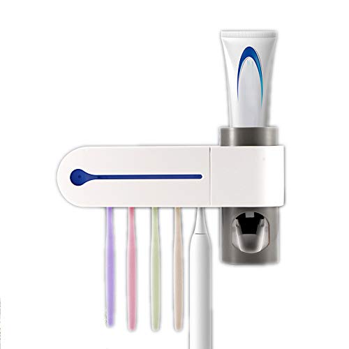 ONEVER Porta Cepillo de Dientes Esterilizador de Cepillo de Dientes Soporte de Almacenamiento Automático de Cepillo de Dientes Automático Montado en la Pared para el Baño, Niños de Antibacteria