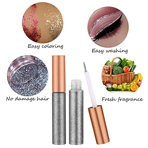 Onewell 10 Colour Shiny Glitter Liquid Eyeliner, Glitter Eyeliners Set High Pigmented, Long Lasting Waterproof Glitter Liquid Eyeliner Eye Shadow Pen for Wedding Party Cosplay Makeup Eye Liner
