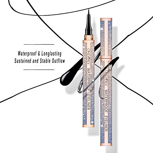 Onlyoily Delineador de ojos a prueba de agua, delineador líquido negro, resistente al agua, antiincrustante, 36 horas delineador líquido de larga duración