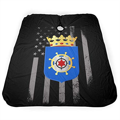 Opiadco Escudo de Armas de EE. UU. Bonaire_wapen Flag Salon Hair Cutting Cape Cloth Barber Peluquería Wrap Haircut Delantal Accesorio de Peinado de Tela para Unisex