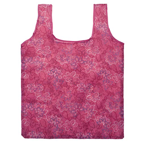 Opromo Bolsas de supermercado reutilizables, plegables, ligeras, de tamaño de palma 8 piezas 8 patrones con gancho 2 9/10"L x 4 1/3" H Cerrado 16 1/2"L x 21" H Abierto