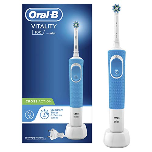 Oral-B Vitality 100 Cepillo Eléctrico Recargable con Tecnología de Braun, 1 Mango Azul, 1 Cabezal de Recambio CrossAction