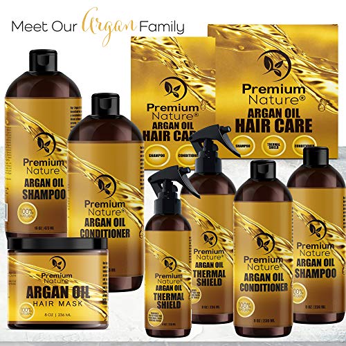 Organic Argan Oil Shampoo 16 oz and Argan Oil Conditioner 16 oz, Sulfate Free, Hair Repair Combo Set of 2 by Premium Nature by Premium Nature