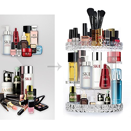 Organizador De Maquillaje Acrílico 360 Giratorio Organizador Cosmético 8 Cuadrícula Combinable Makeup Organizer Lápiz Labial, Pincel, Crema Facial, Productos para El Cuidado De La Piel.