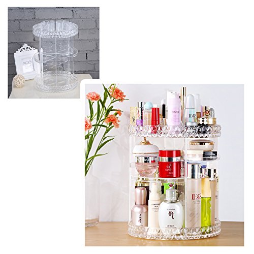 Organizador De Maquillaje Acrílico 360 Giratorio Organizador Cosmético 8 Cuadrícula Combinable Makeup Organizer Lápiz Labial, Pincel, Crema Facial, Productos para El Cuidado De La Piel.