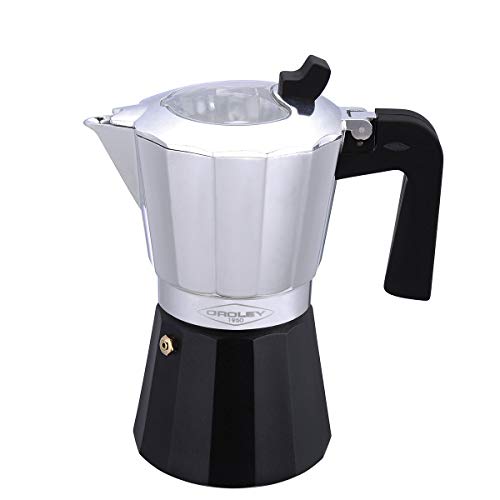 Oroley - Inducción Cafetera Italiana con Base de Acero para Todo Tipo de Cocinas, 12 Tazas