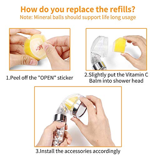 OurLeeme Cabezal de ducha iónico, aumenta la presión mientras se ahorra agua Limón Vitamina C Juego de filtros Cabezal de ducha de mano (Filtrar)