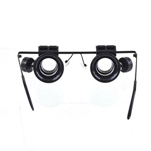 OWIKAR 20X Gafas Lupa LED Ojos Lupa Gauge Lente Reparación Microscopio Gafas Binocular Lashes Extensiones Herramienta para Joyero Reloj Reparación Mecánico Procesamiento