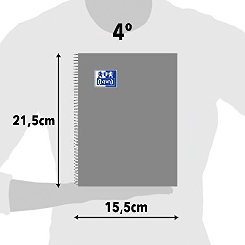 Oxford 400044180 Classic - Pack de 5 cuadernos espiral A5 con tapa de plástico, 4º (Formato Cuarto), Colores Surtidos
