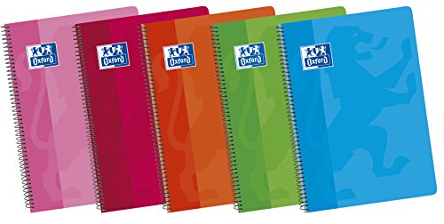 Oxford Classic 100430166 - Pack de 5 cuadernos espiral de tapa blanda, formato A5