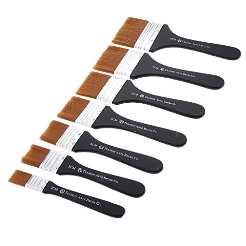 P Prettyia 7 Cepillos para Pintura de Arte Brochas Planas de Arte Profesionales, Juego de Pinceles para Pintar al Óleo/Acrílica/Acuarela