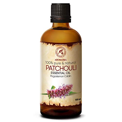 Pachuli Aceite Esencial 100ml - Pogostemon Cablin - 100% Puro y Natural - Indonesia - Mejor para Belleza - Aromaterapia - Yoga - Fragancia de Habitación - Difusor de Aroma - Lámpara de Fragancia